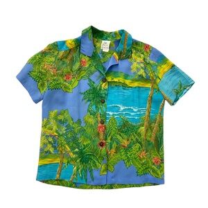 Tropical Blue Hawaiian Button-Down Shirt